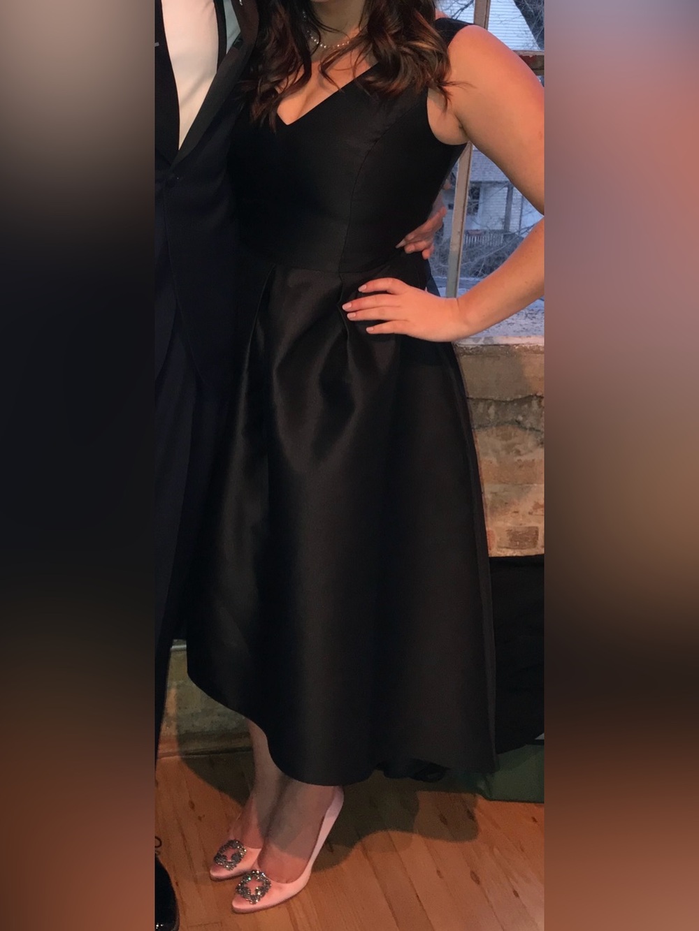 Alfred Sung | Sleeveless High-Low Formal Dress WITH POCKETS | Black | Size 14